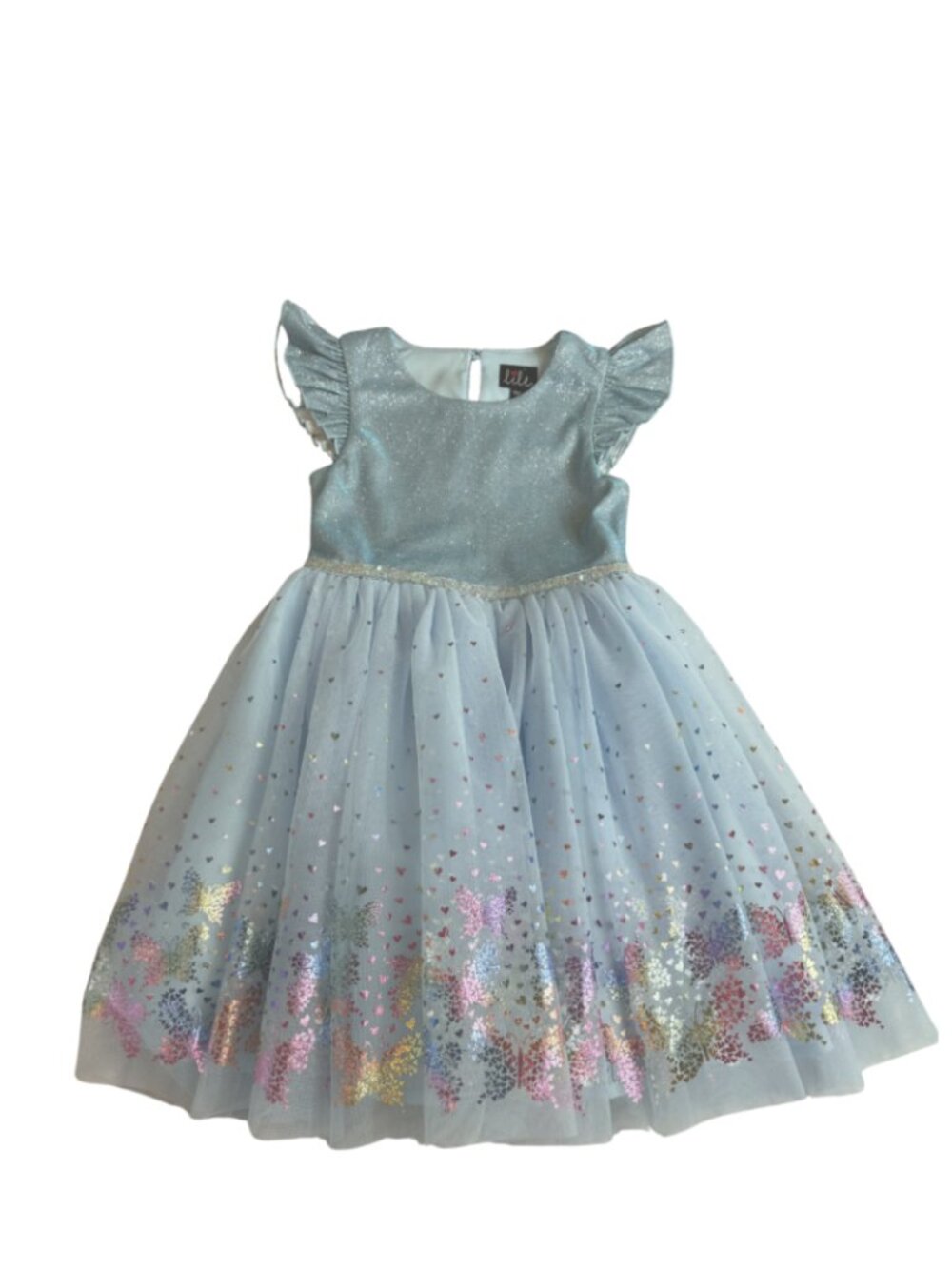 Lilt Girls Sparkling Light Blue Butterfly Tulle Princess Costume Dress 6